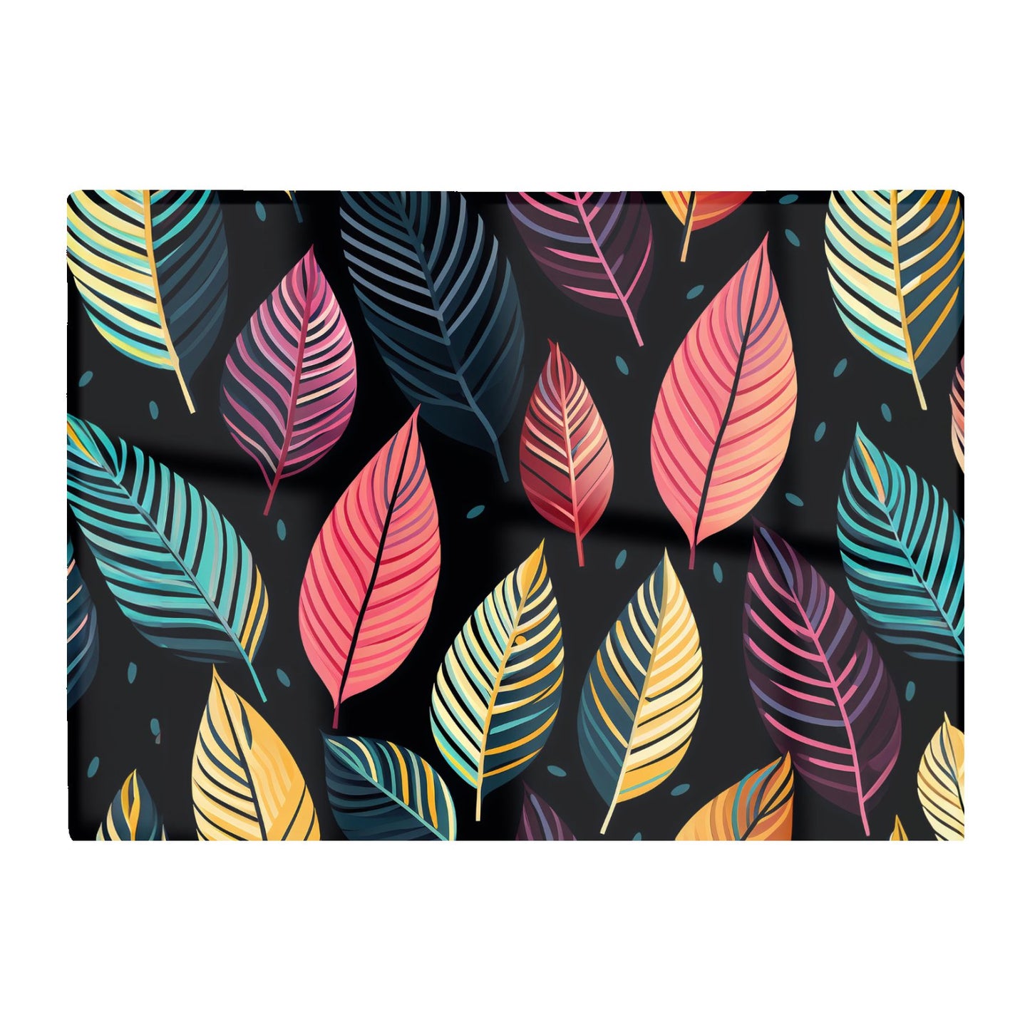 Colourful Leaves Pattern Glass Chopping Board