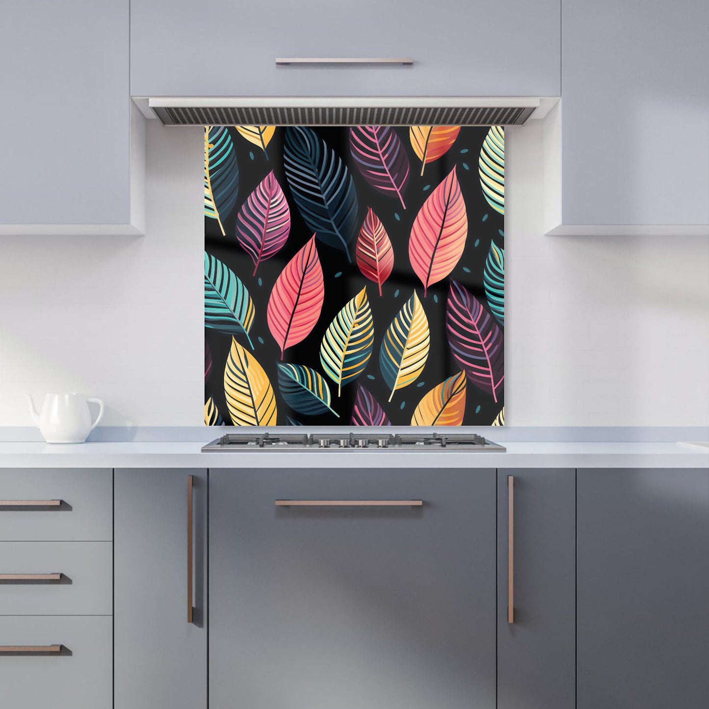Colourful Leaves Pattern Kitchen Splashback