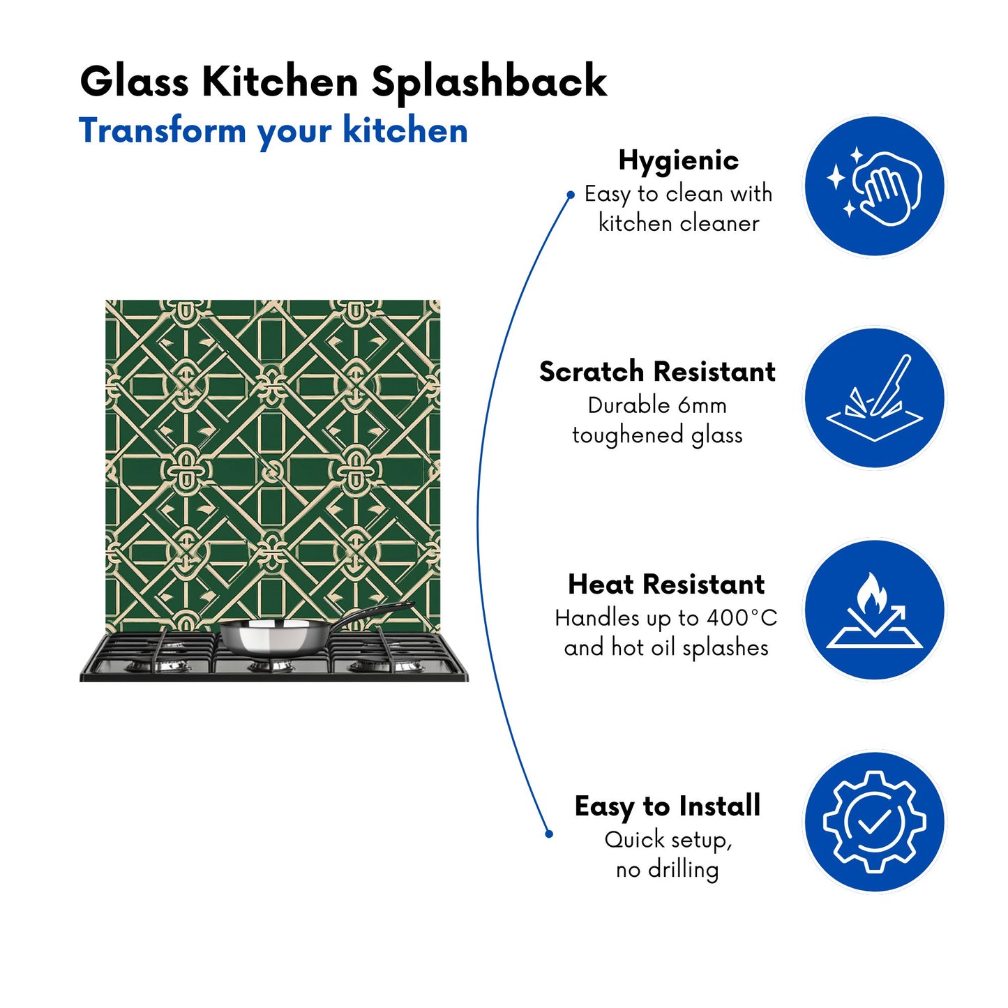 Green Lattice Design Kitchen Splashback
