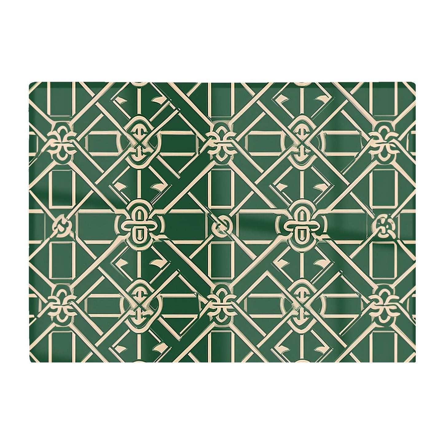 Green Lattice Design Glass Chopping Board
