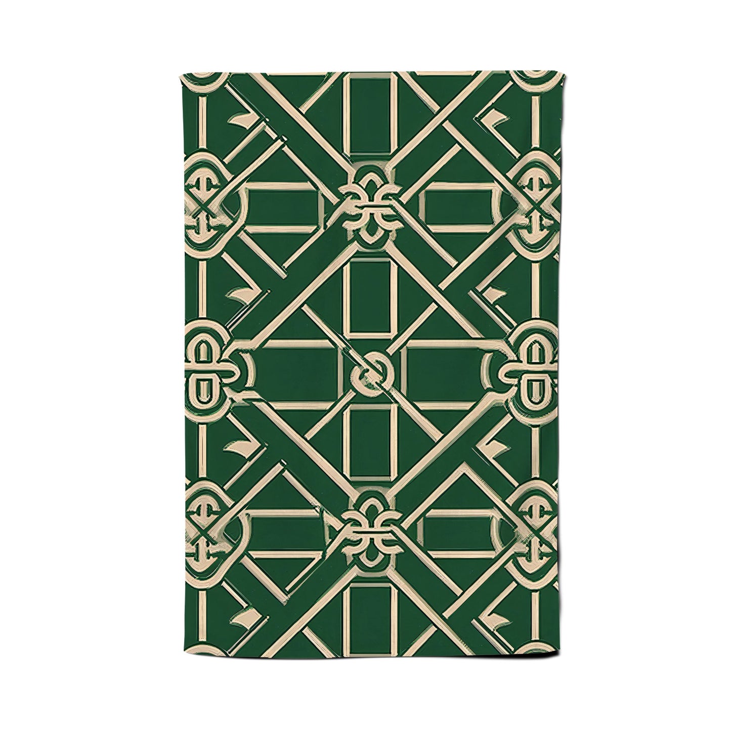 Green Lattice Design Tea Towel