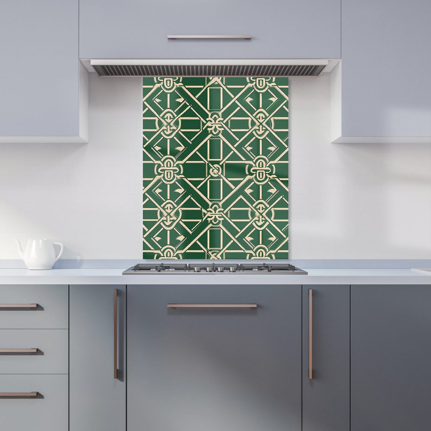 Green Lattice Design Kitchen Splashback