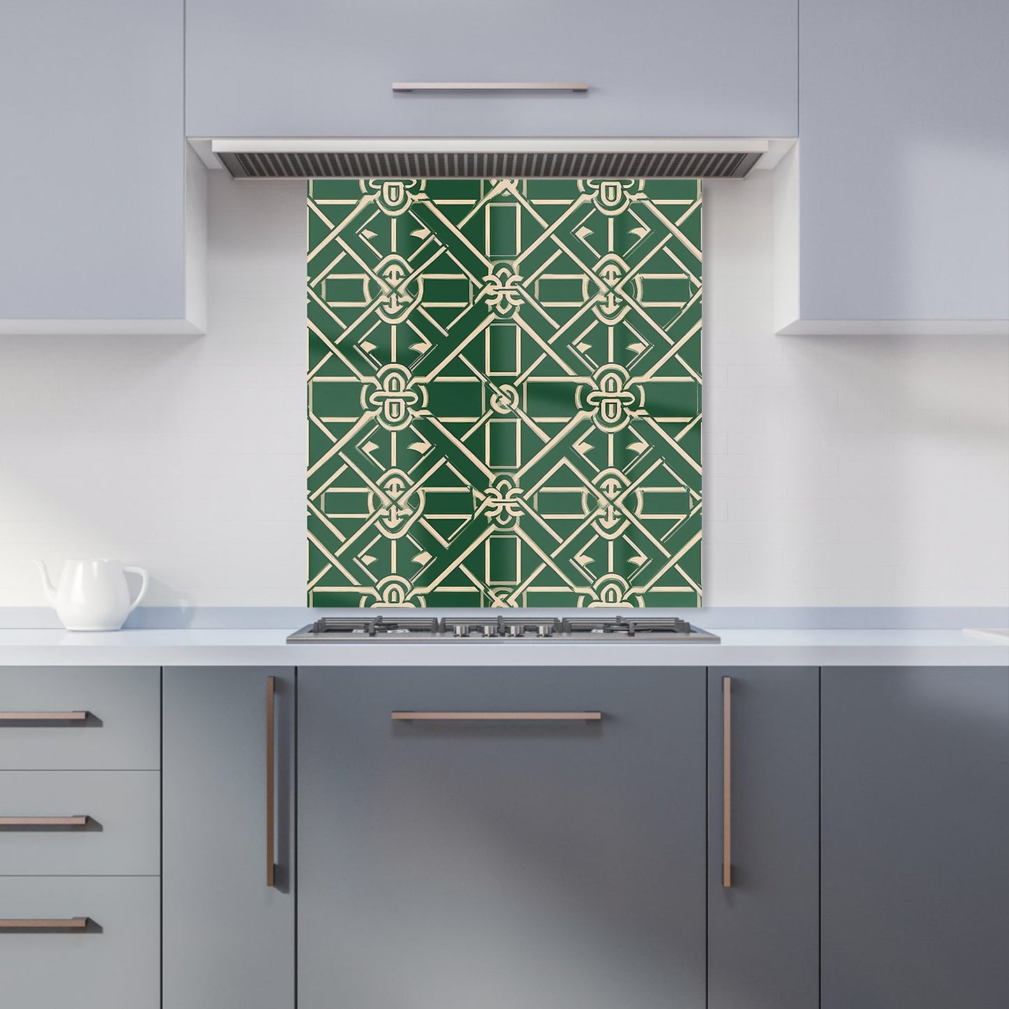 Green Lattice Design Kitchen Splashback