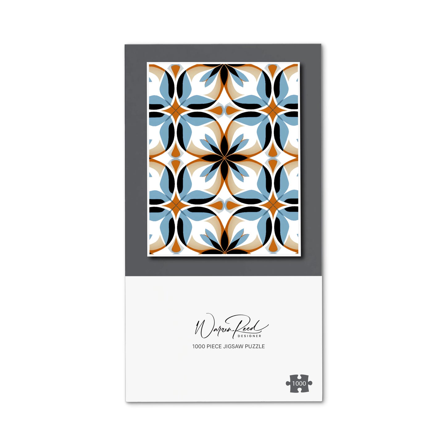 White Brown and Blue Geometric Pattern Jigsaw Puzzle