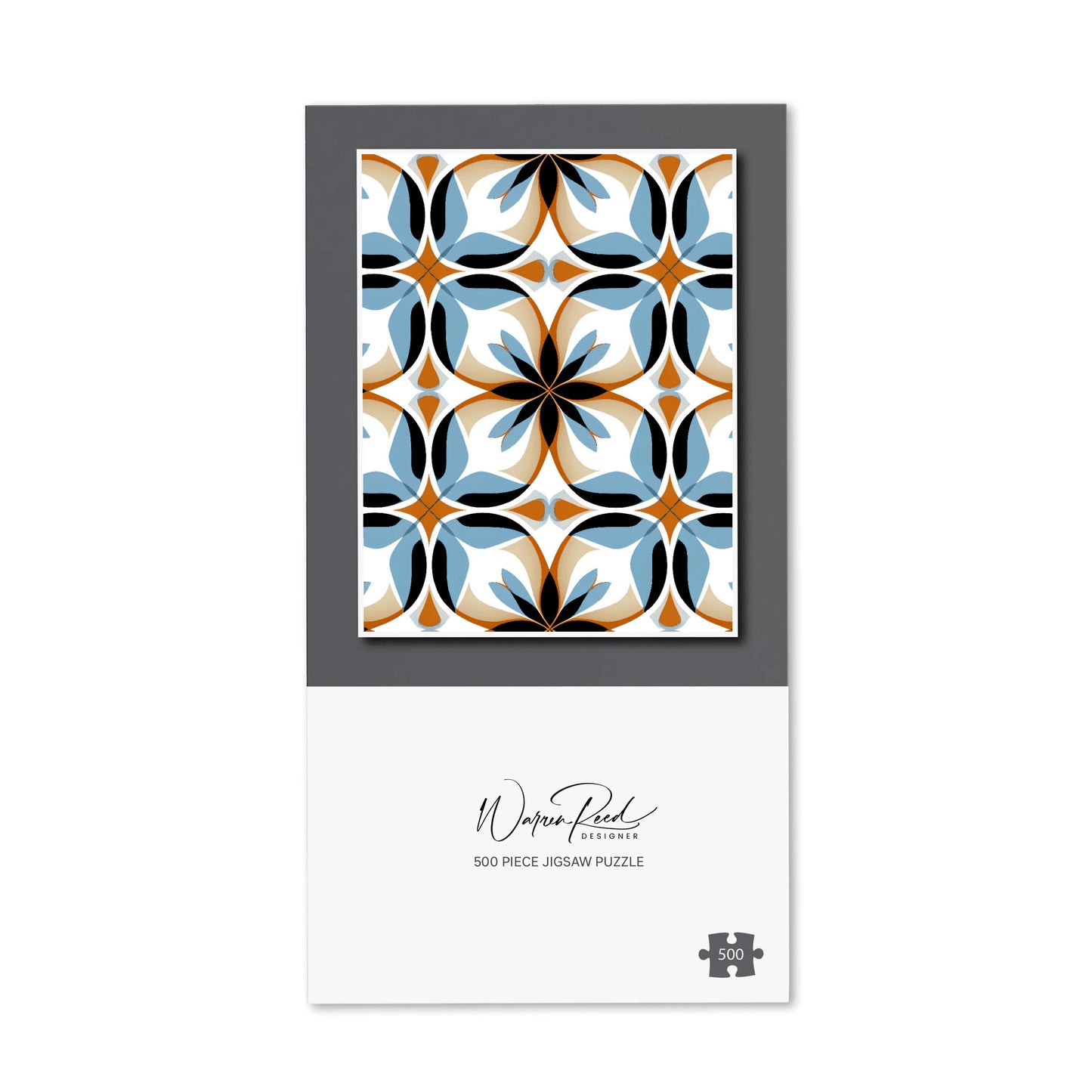 White Brown and Blue Geometric Pattern Jigsaw Puzzle