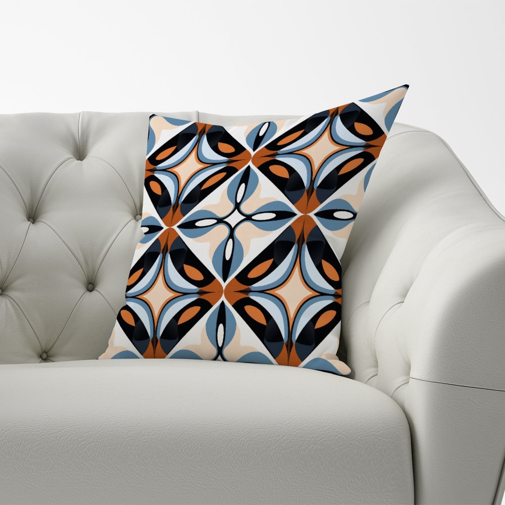 Brown And Blue Geometric Pattern Cushions