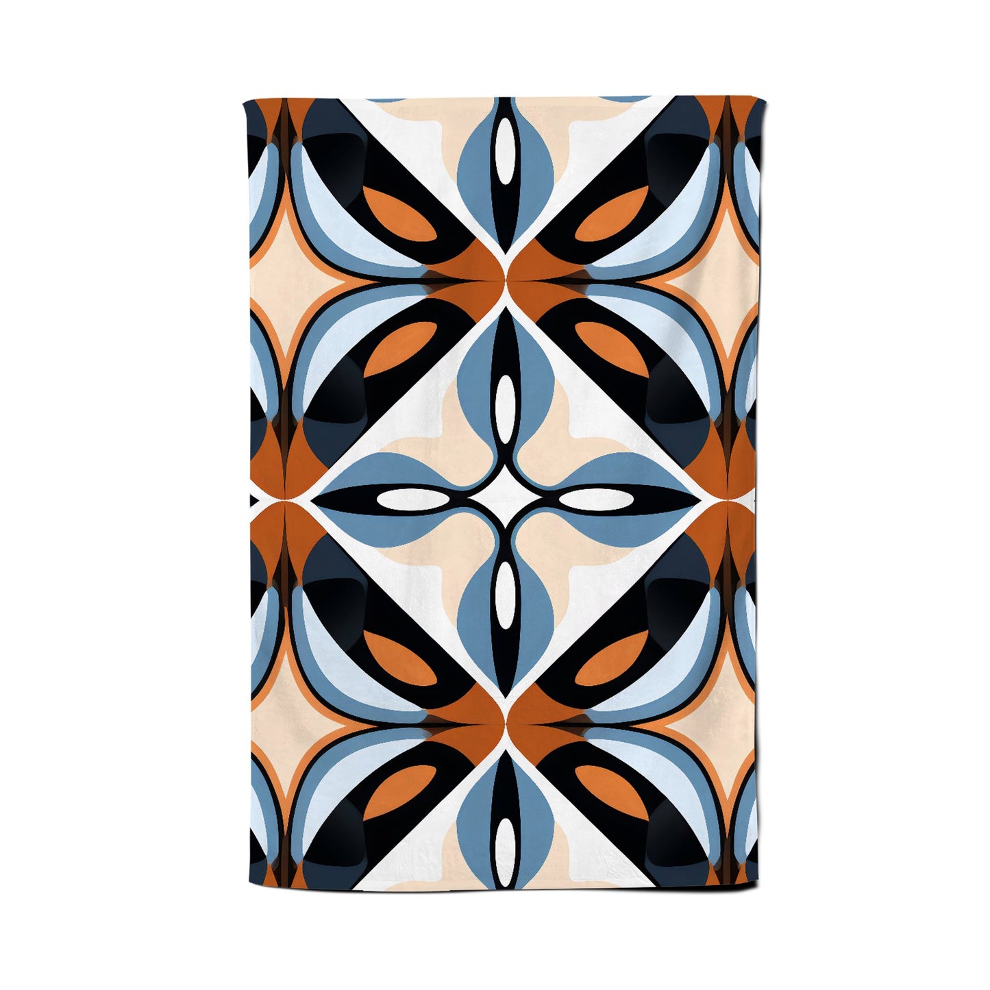 Brown And Blue Geometric Pattern Tea Towel