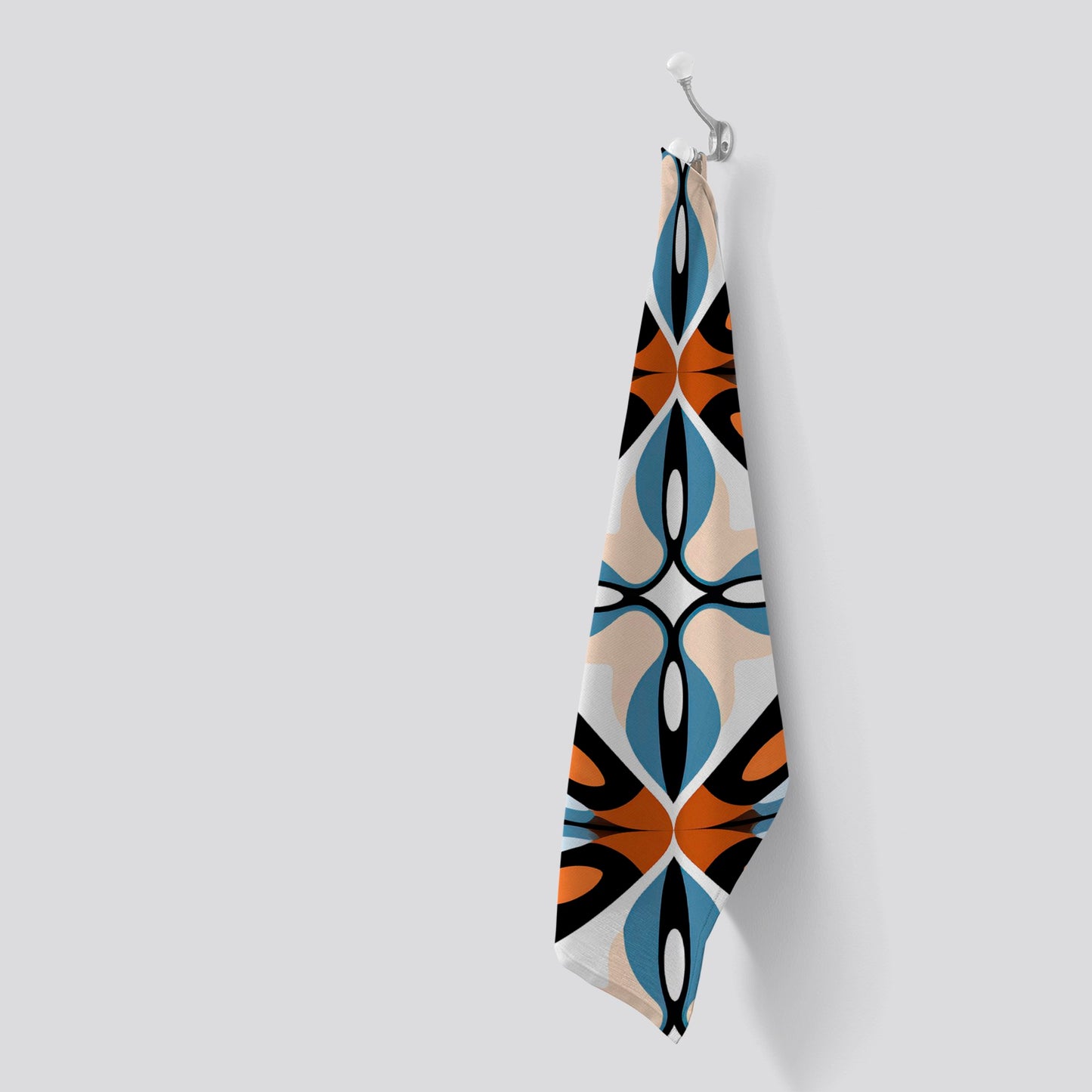 Brown And Blue Geometric Pattern Tea Towel