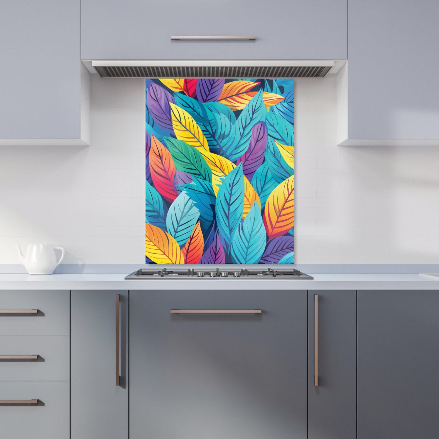Bright Colourful Leaves Kitchen Splashback