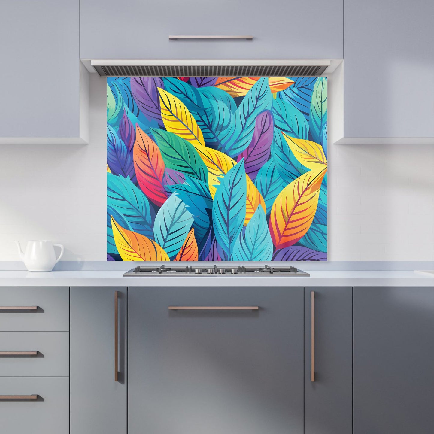 Bright Colourful Leaves Kitchen Splashback