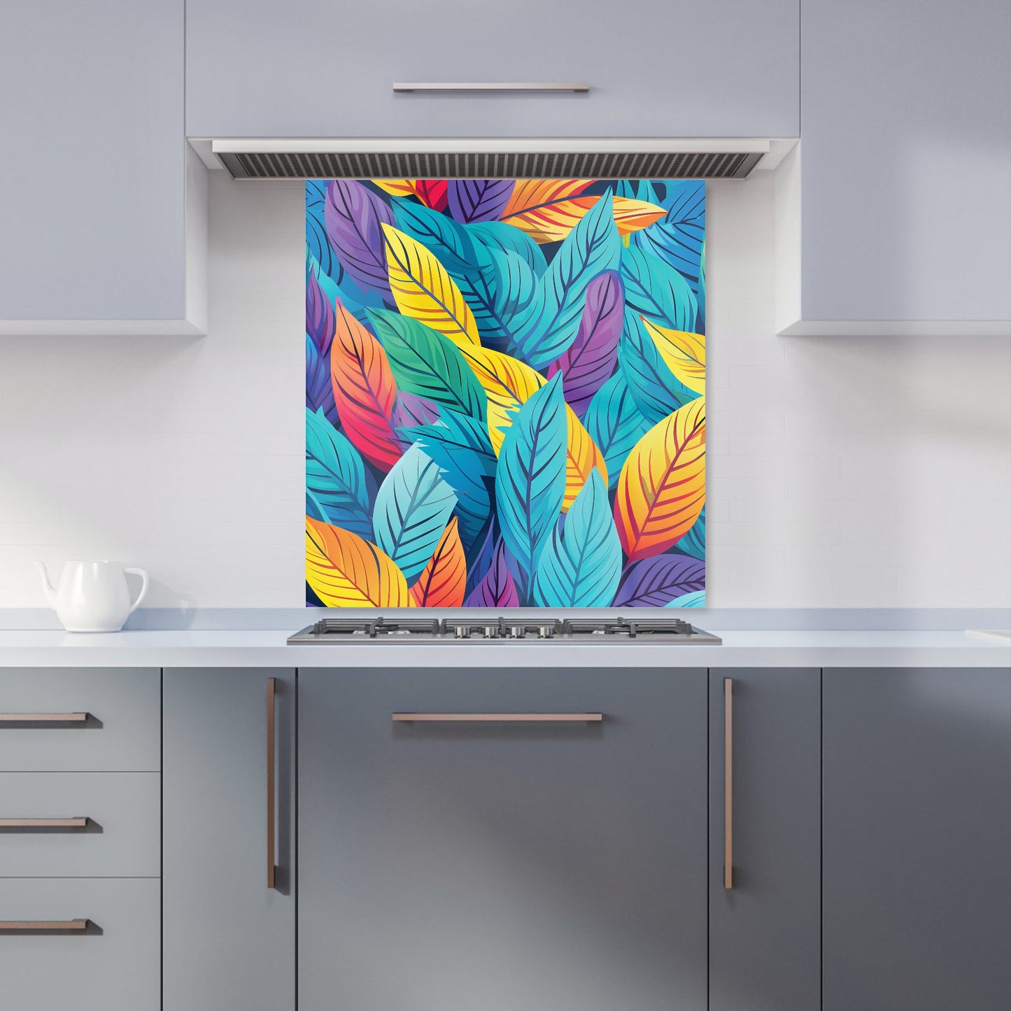Bright Colourful Leaves Kitchen Splashback