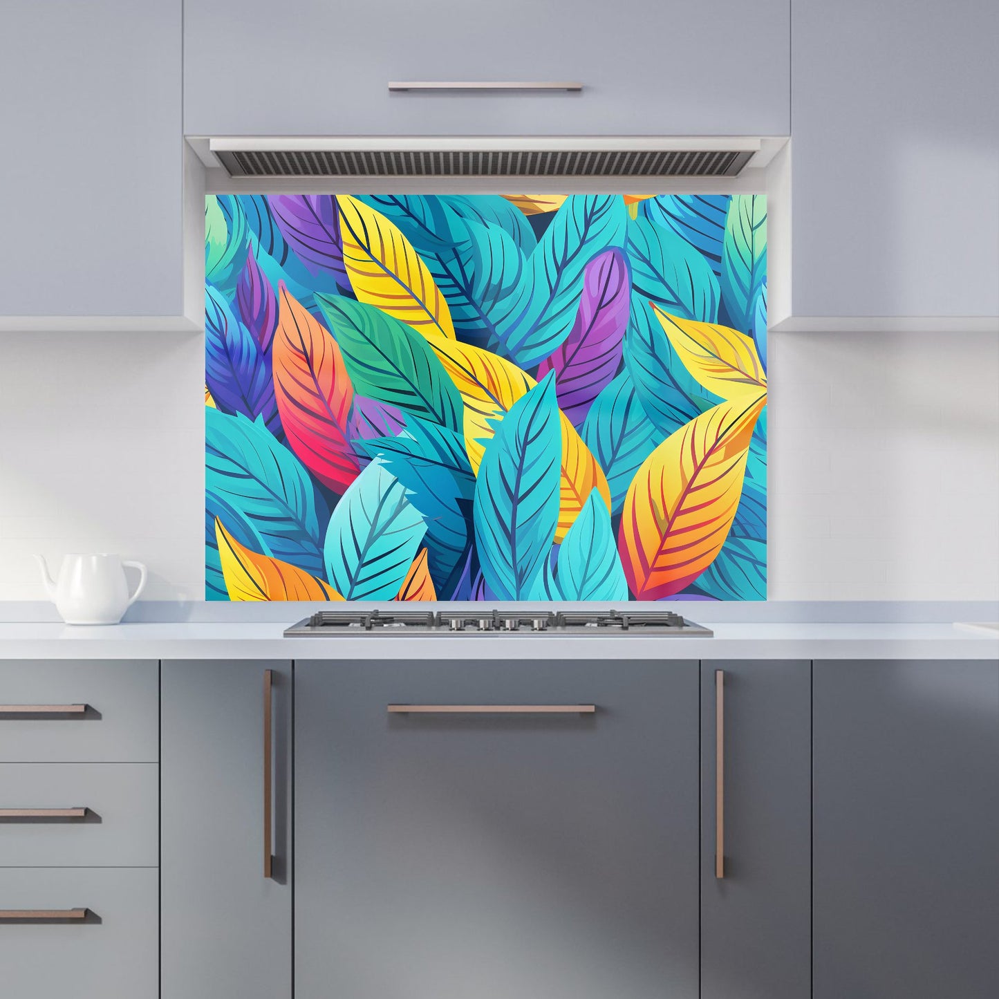 Bright Colourful Leaves Kitchen Splashback