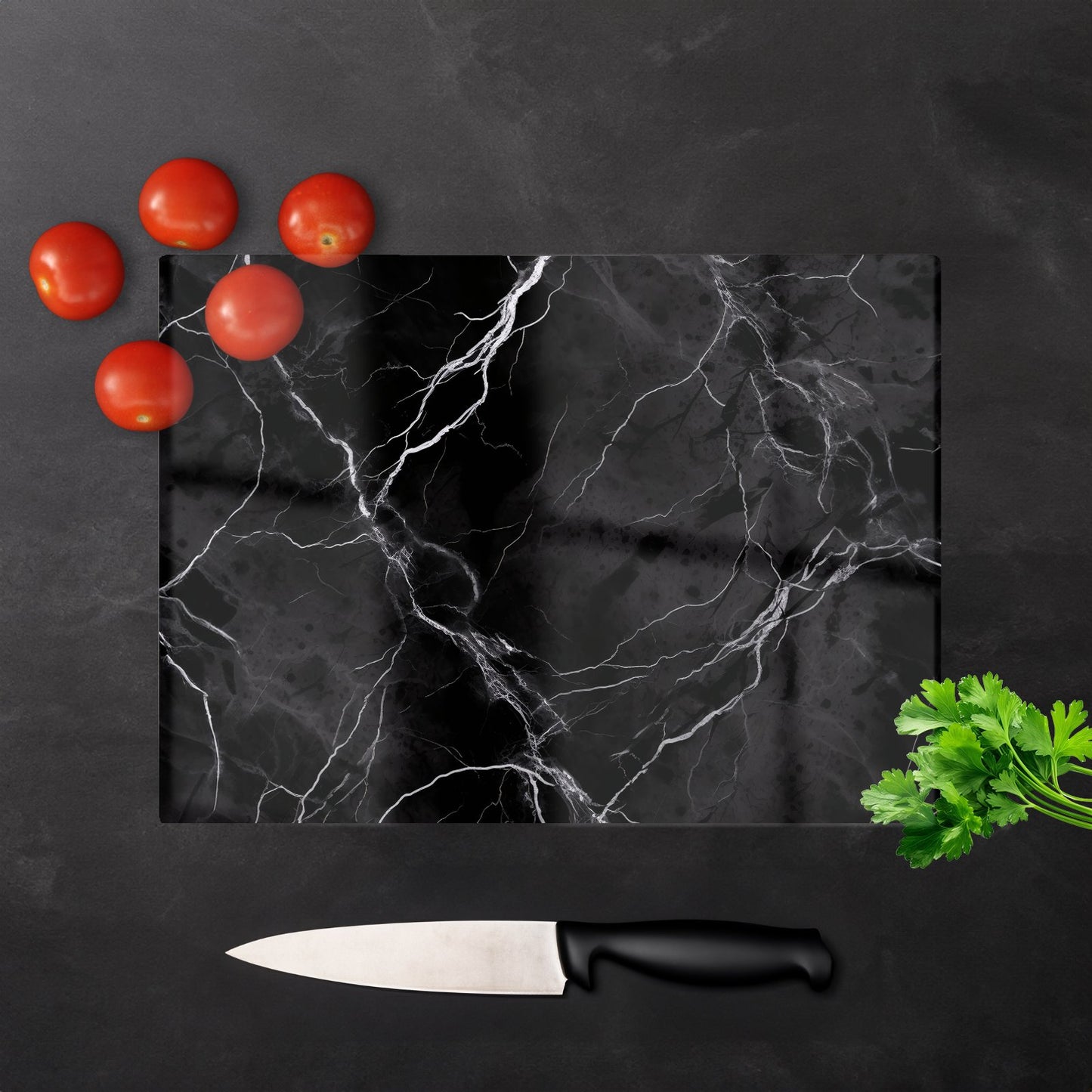 Black Marble Pattern Glass Chopping Board