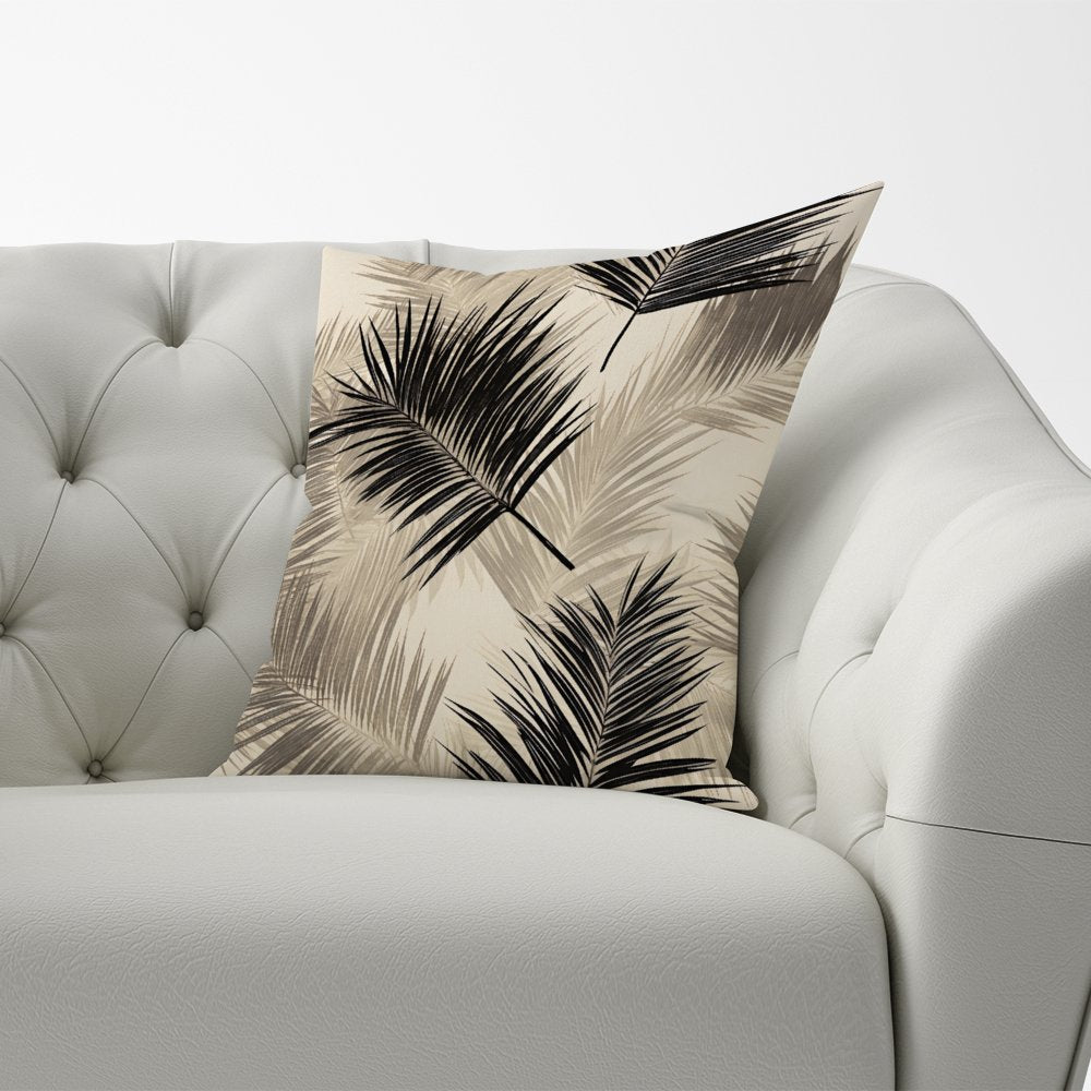 Black And White Tropical Palm Leaves Cushions