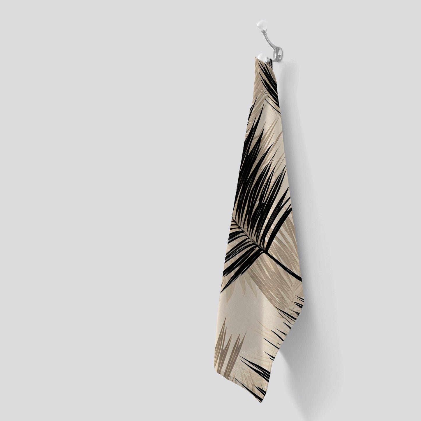 Black And White Tropical Palm Leaves Tea Towel