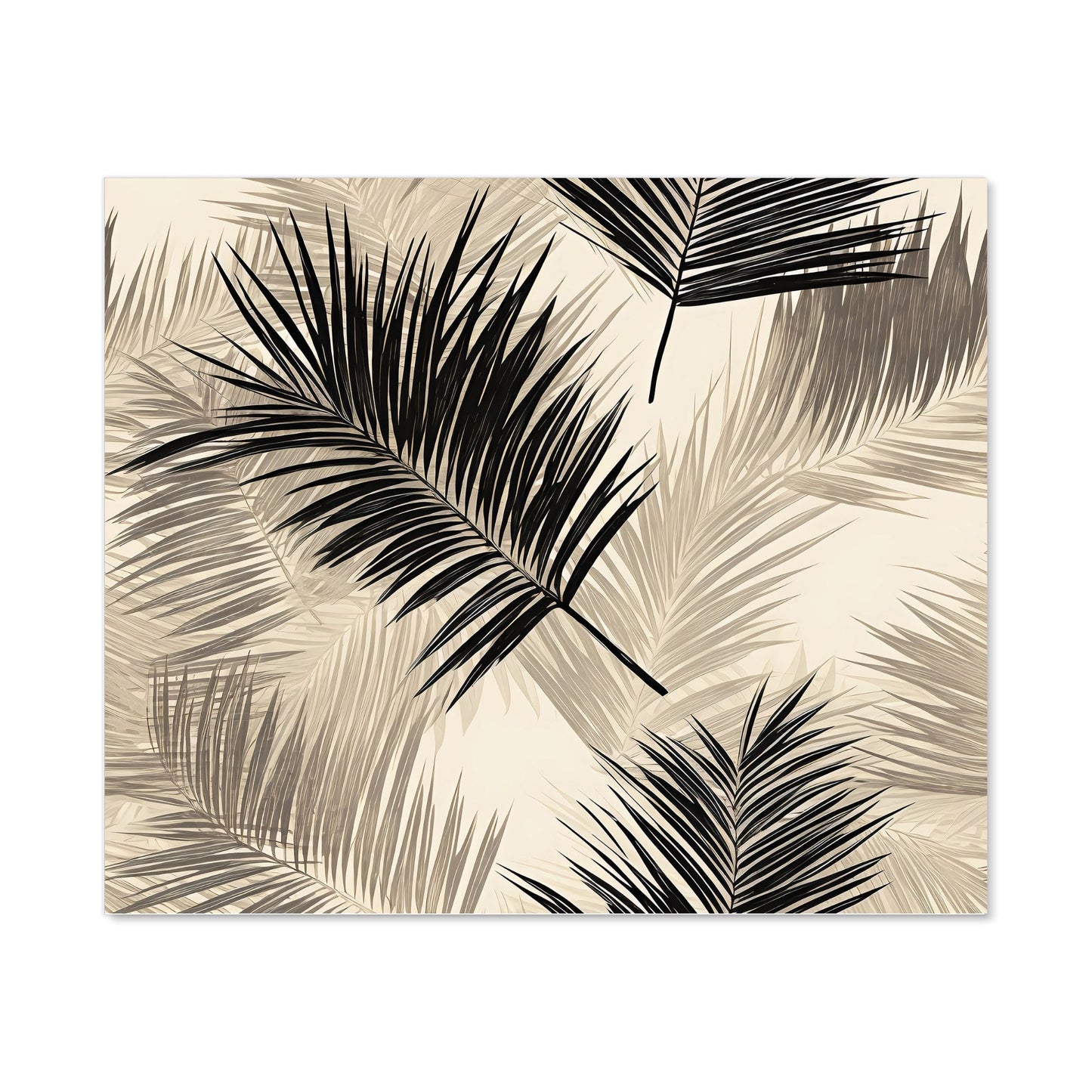 Black And White Tropical Palm Leaves Kitchen Splashback