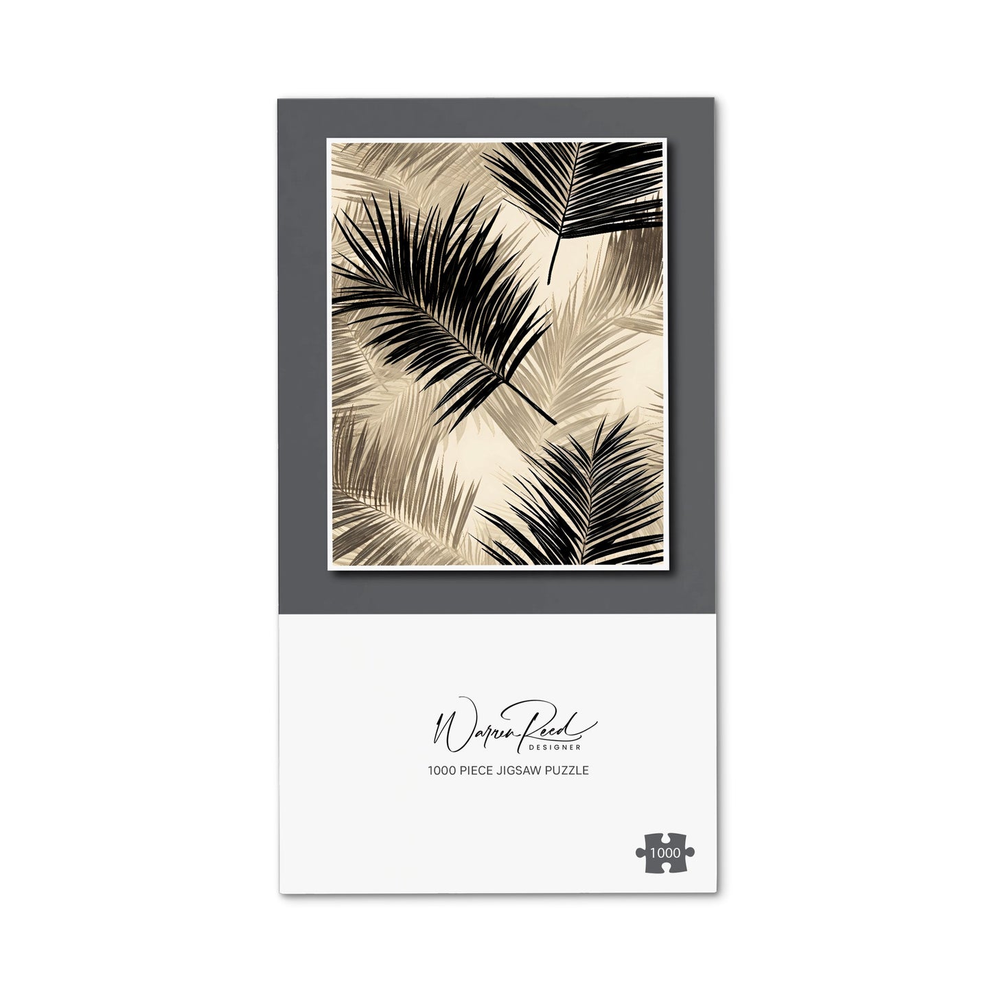 Black And White Tropical Palm Leaves Jigsaw Puzzle