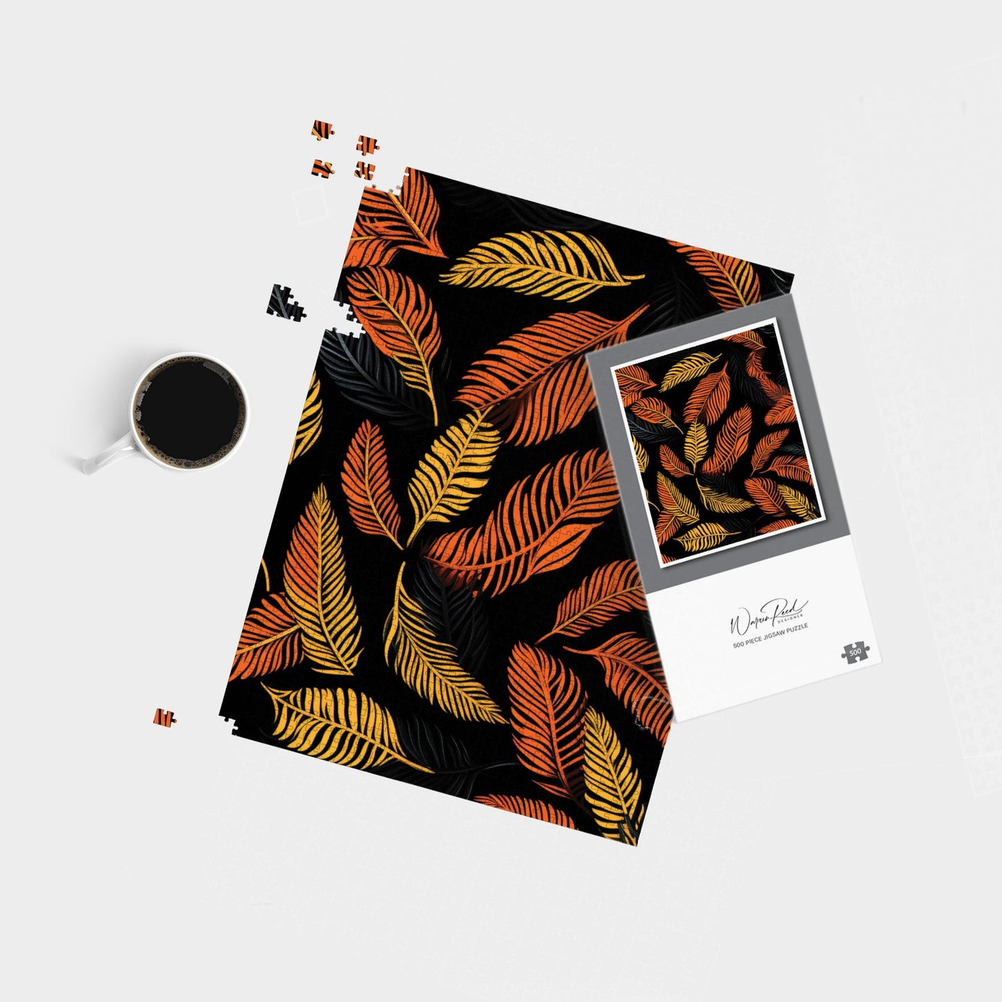 Orange Feather Leaves Jigsaw Puzzle