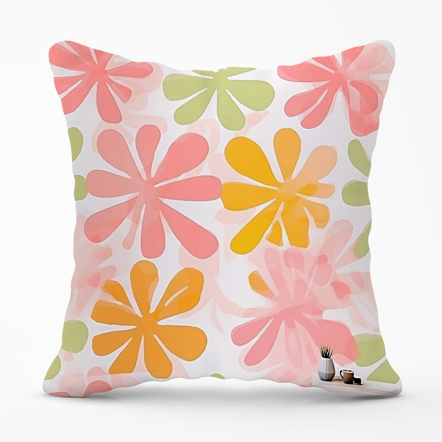 Yellow And Pink Flowers Cushions
