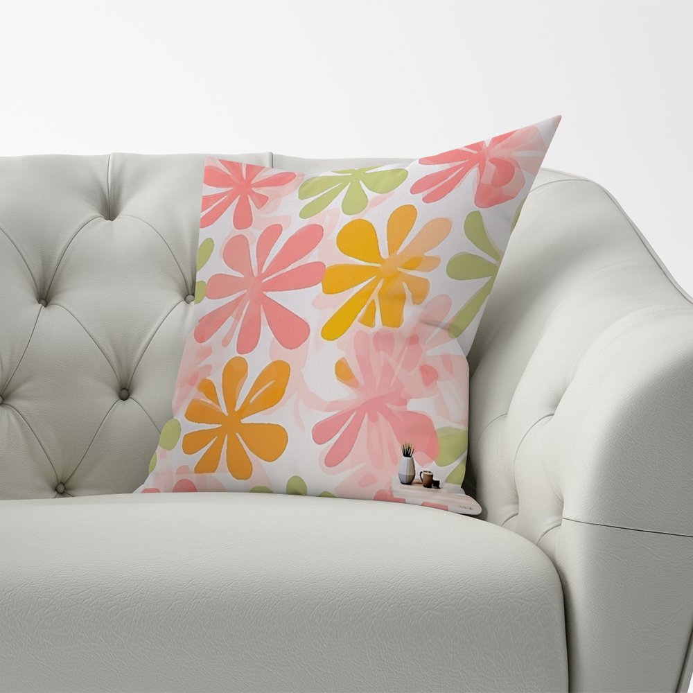 Yellow And Pink Flowers Cushions