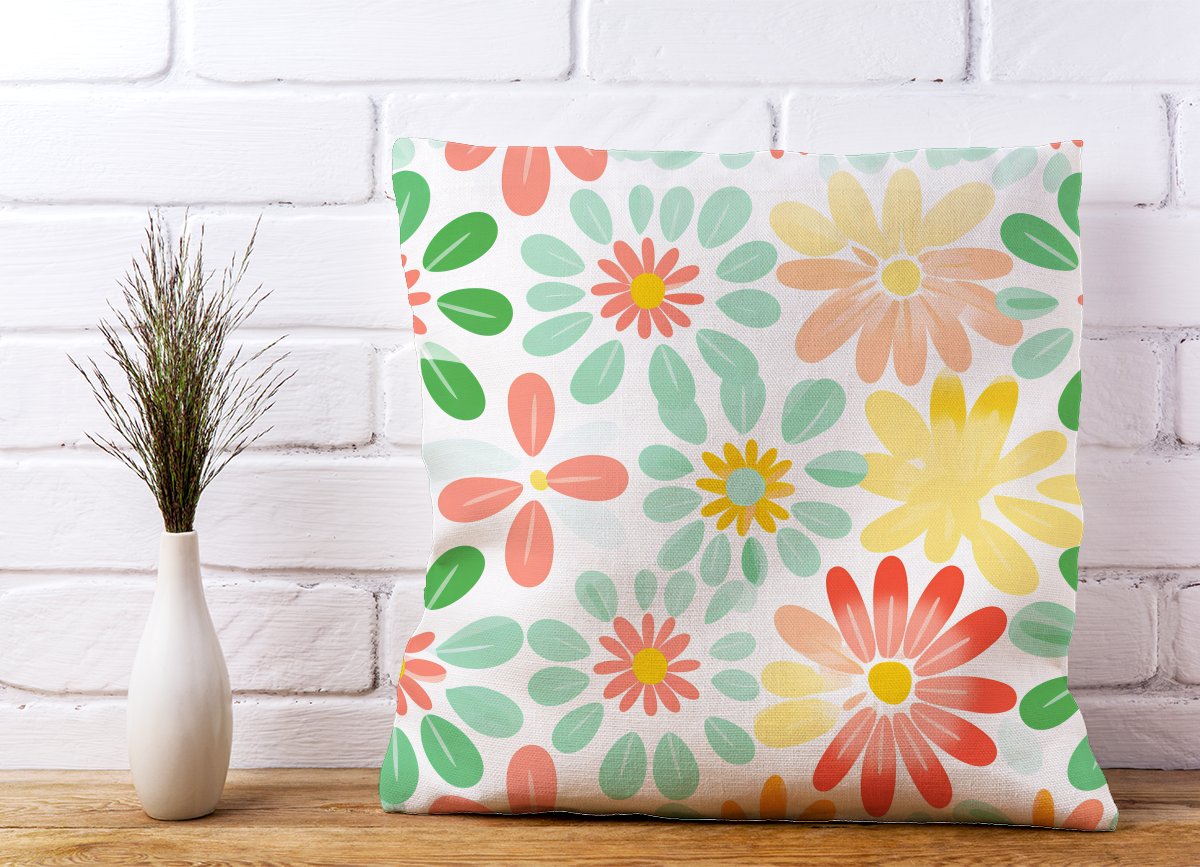 Green and Yellow Flowers Cushions