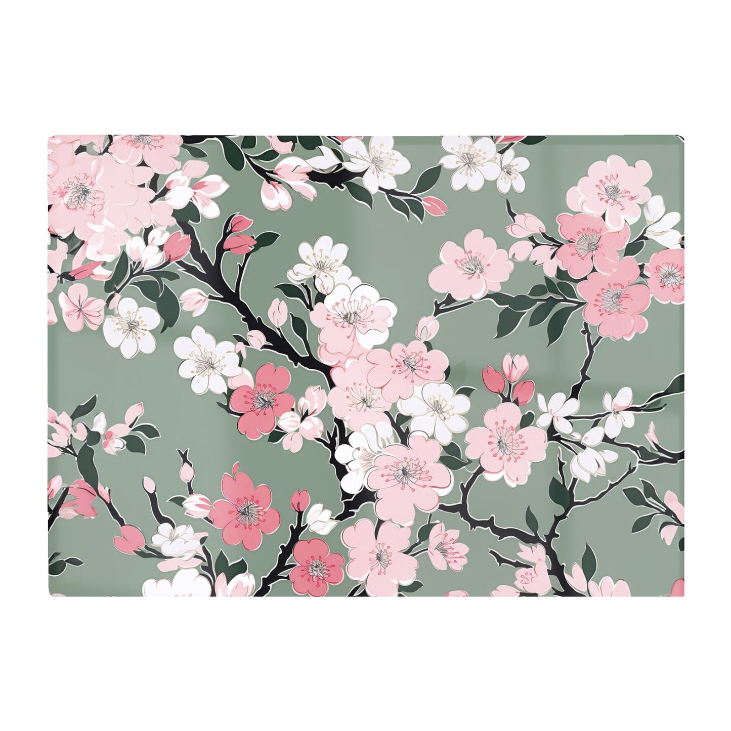 Pink Floral Abstract Pattern Glass Chopping Board