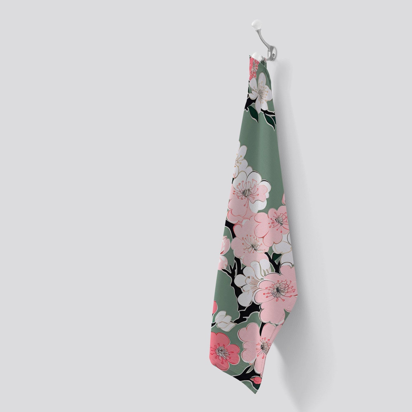 Pink Floral Abstract Pattern Tea Towel