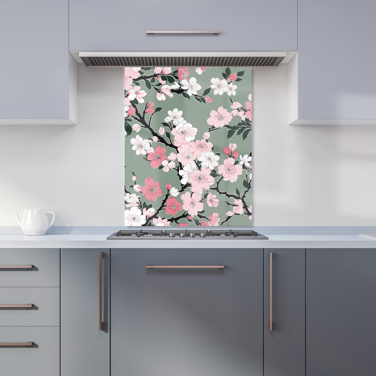 Pink Floral Abstract Pattern Kitchen Splashback