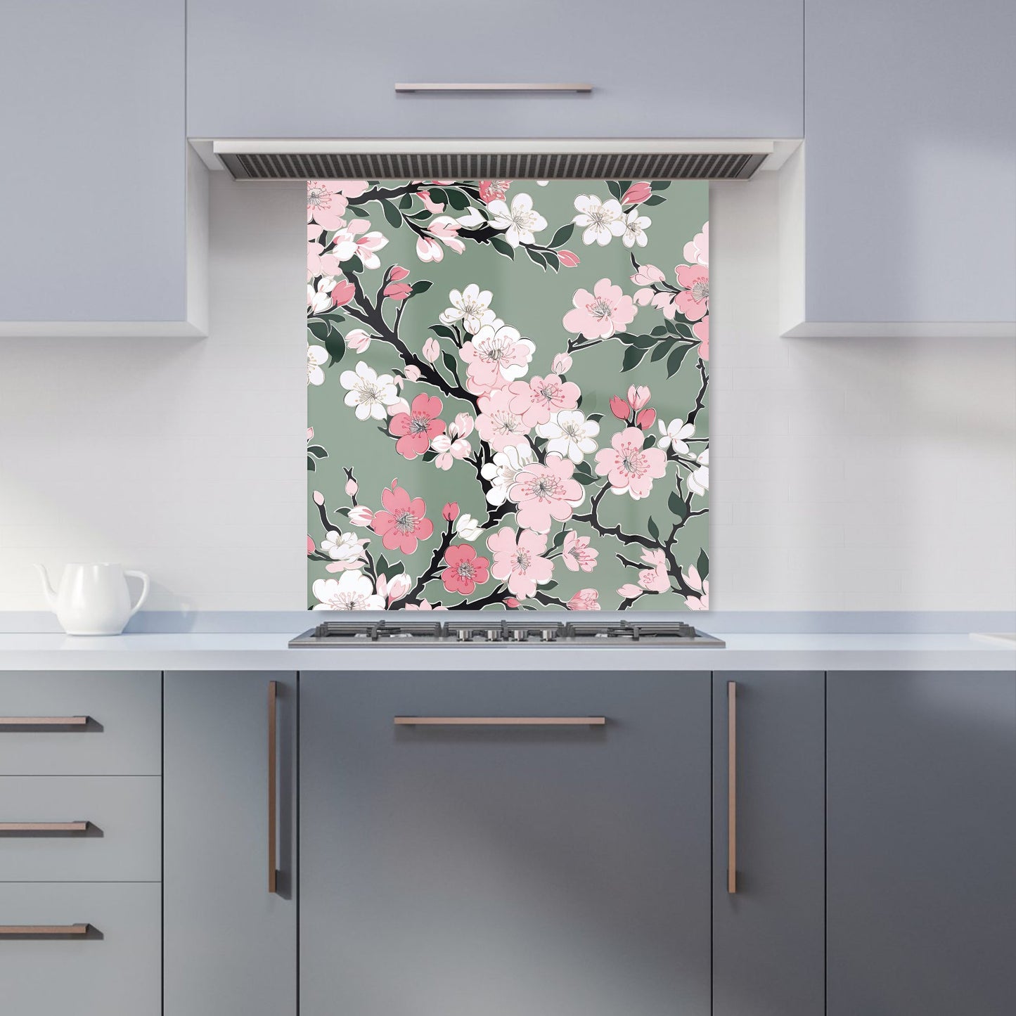 Pink Floral Abstract Pattern Kitchen Splashback
