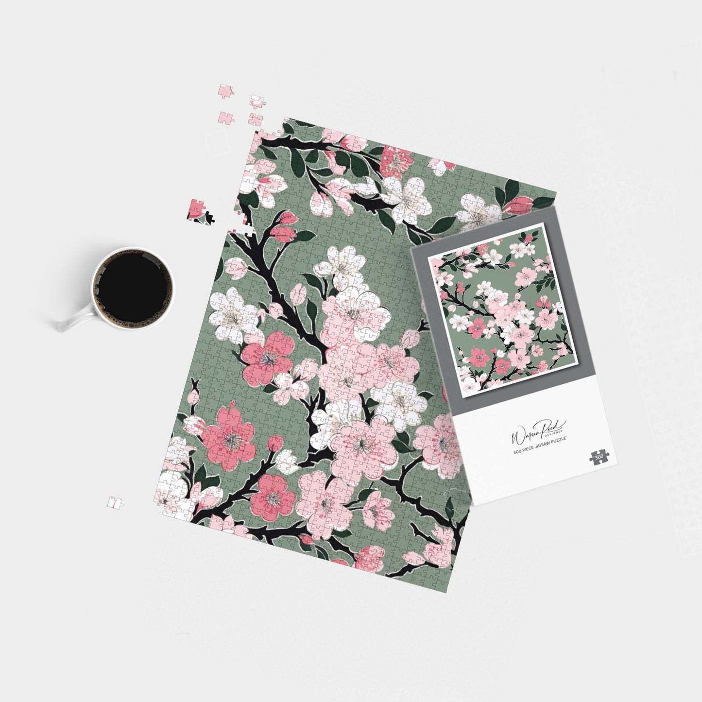Pink Floral Abstract Pattern Jigsaw Puzzle