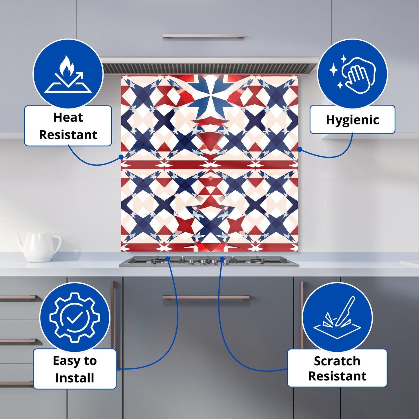 American Flag Abstract Pattern Kitchen Splashback