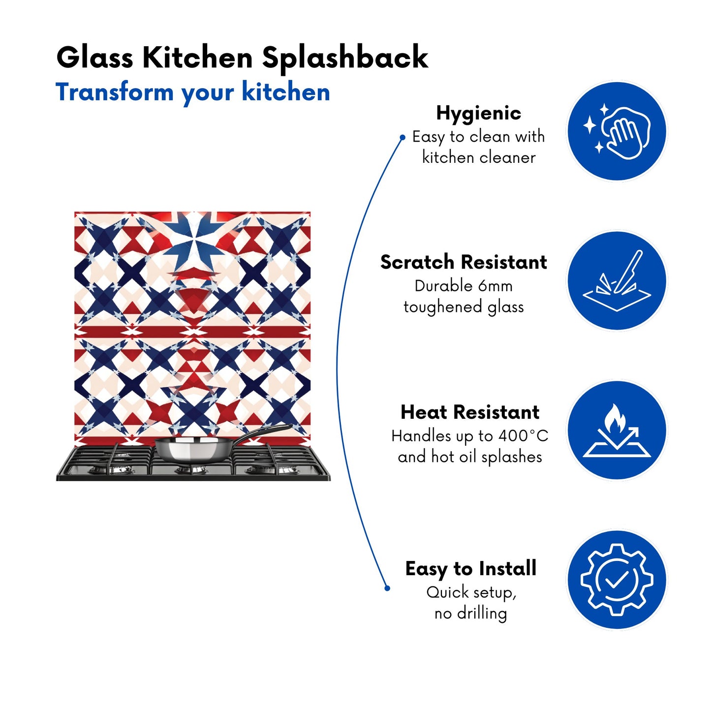 American Flag Abstract Pattern Kitchen Splashback