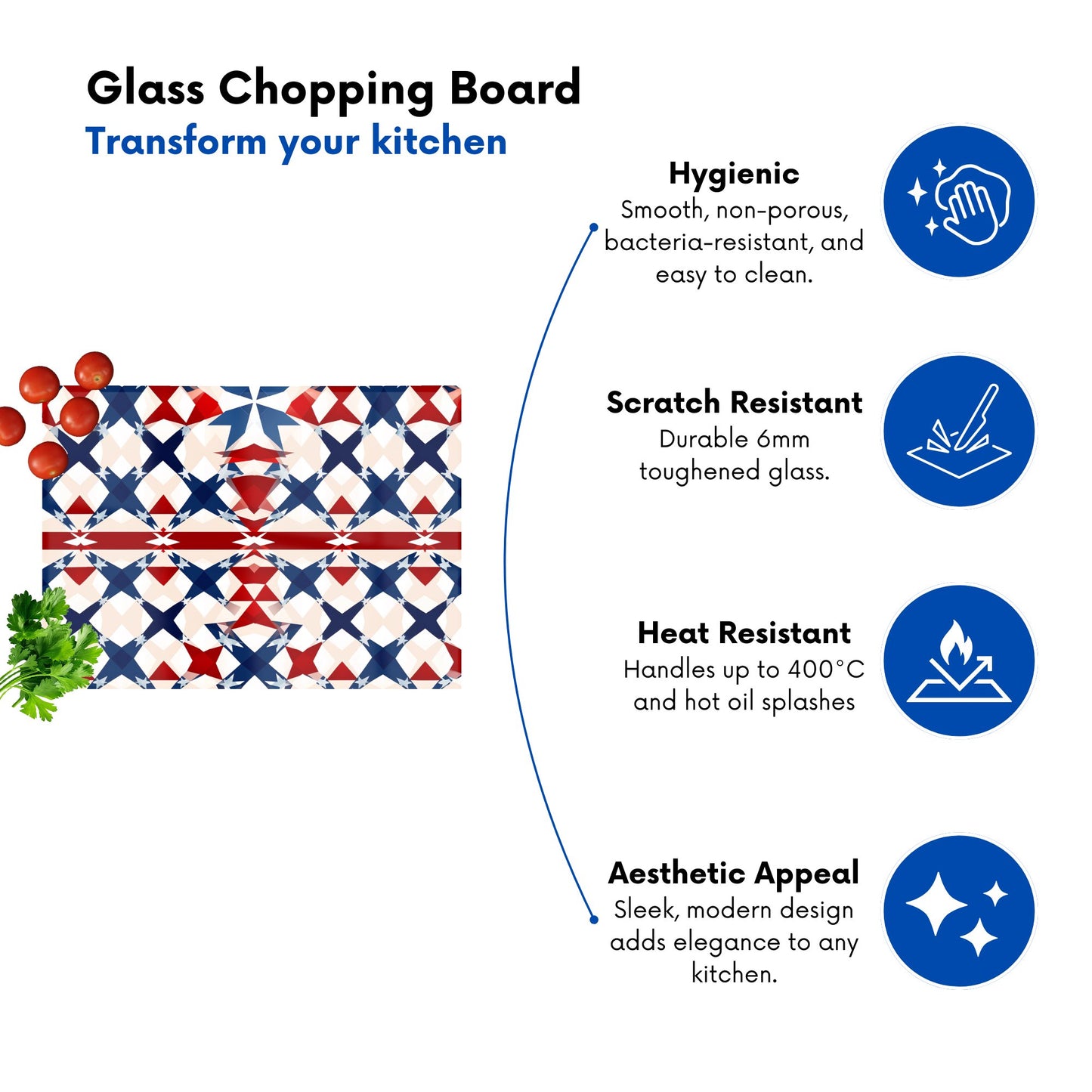 American Flag Abstract Pattern Glass Chopping Board