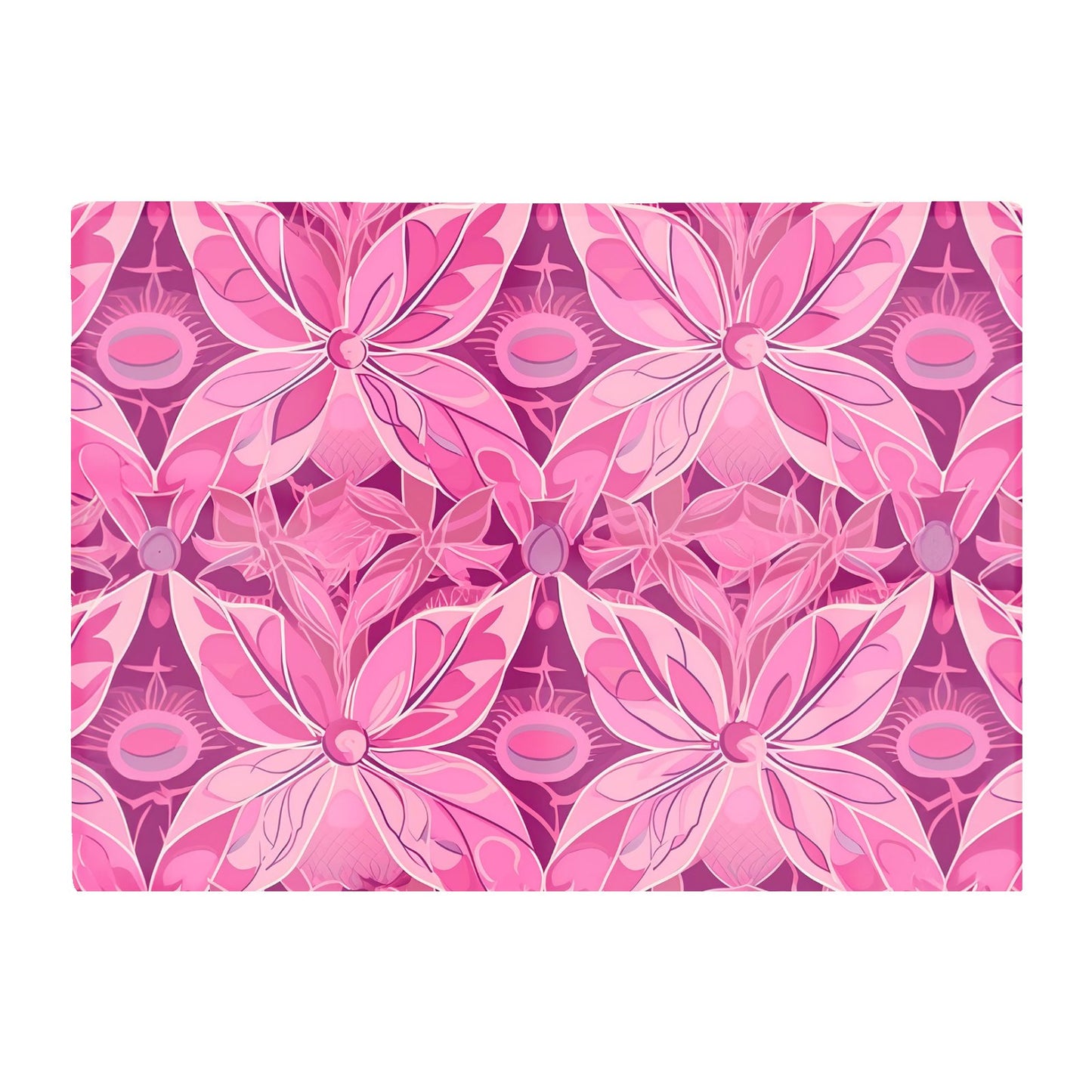 Pink Abstract Floral Design Glass Chopping Board