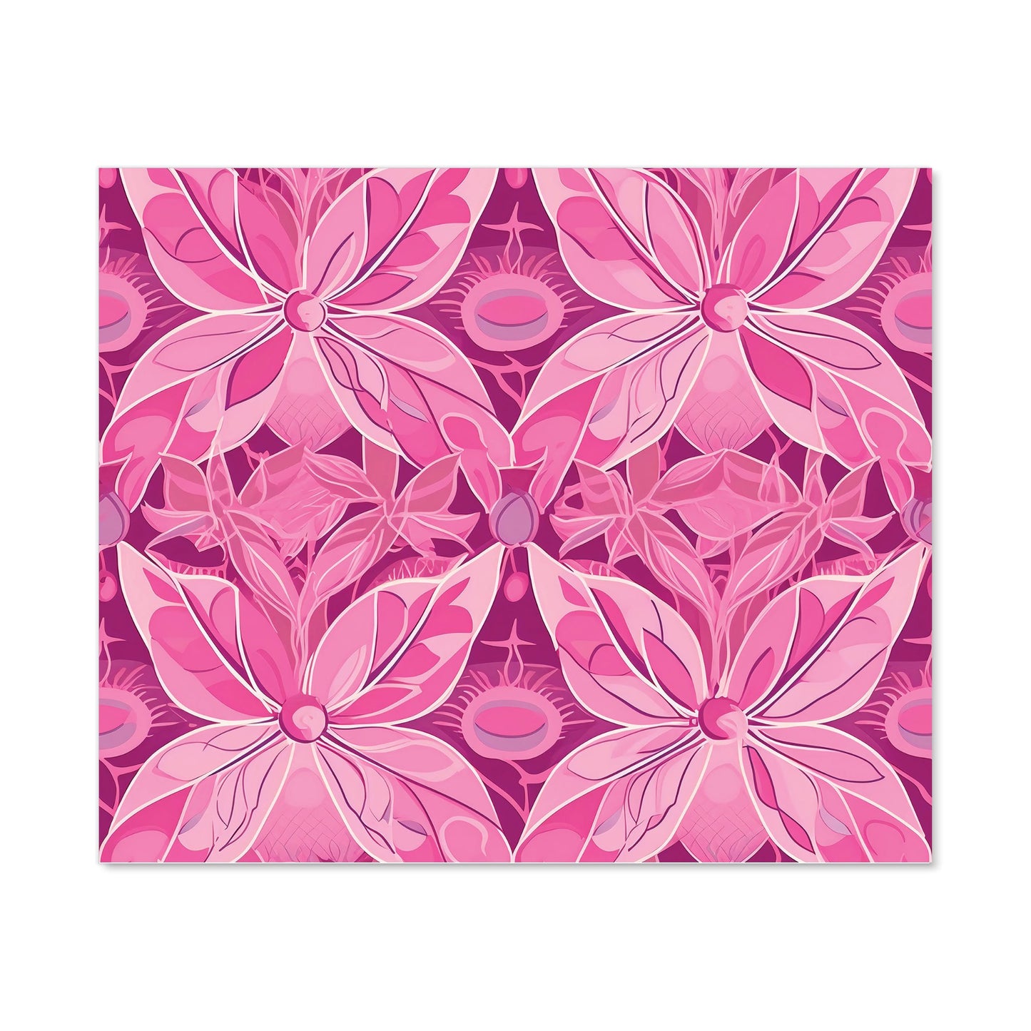 Pink Abstract Floral Design Kitchen Splashback