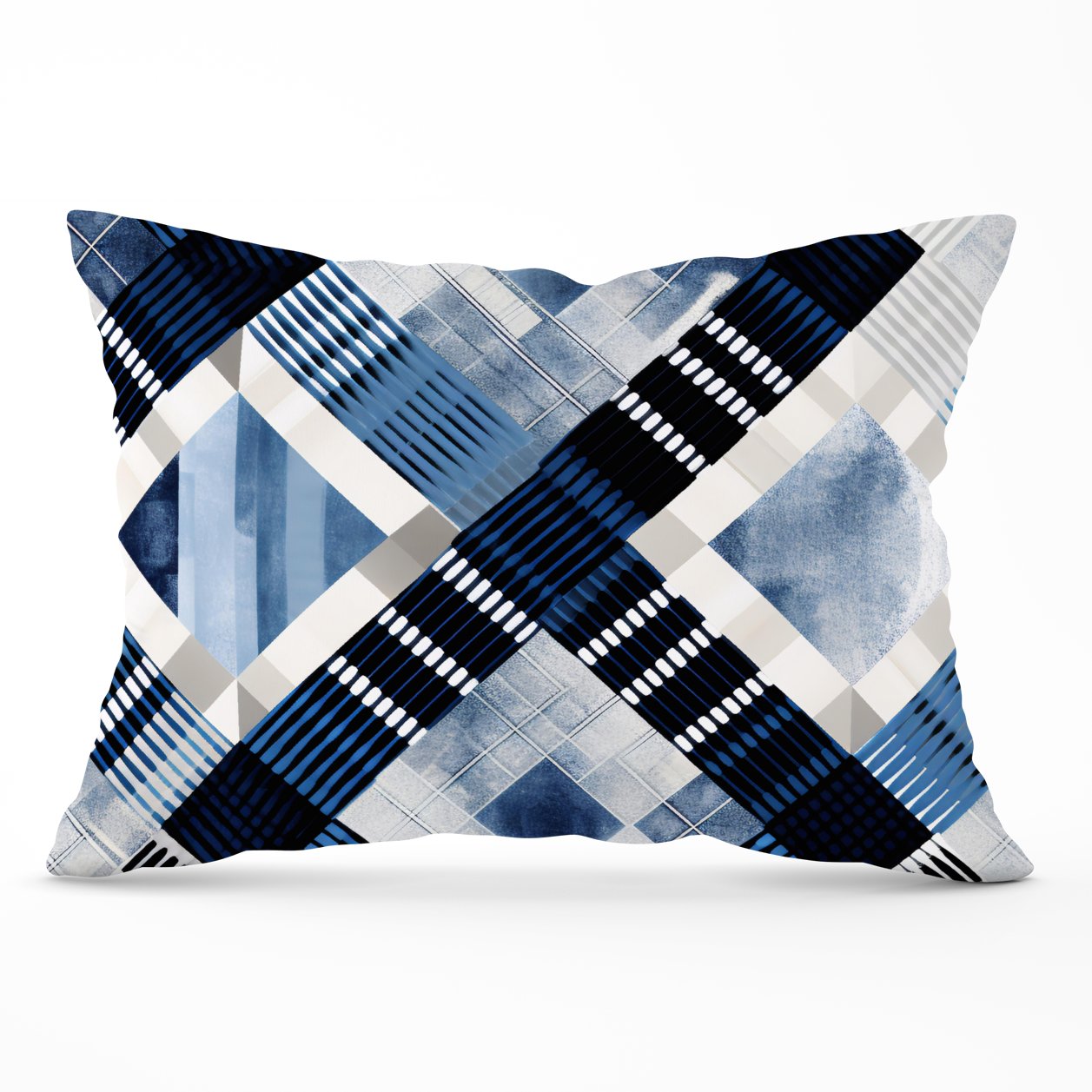 Checkered Square Black And Blue Cushions