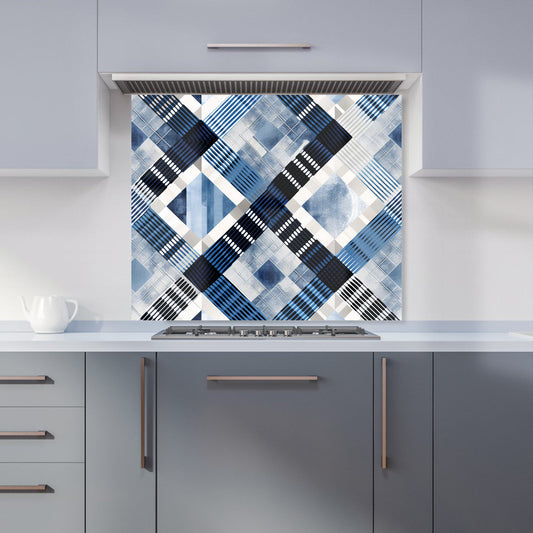 Checkered Square Black And Blue Kitchen Splashback