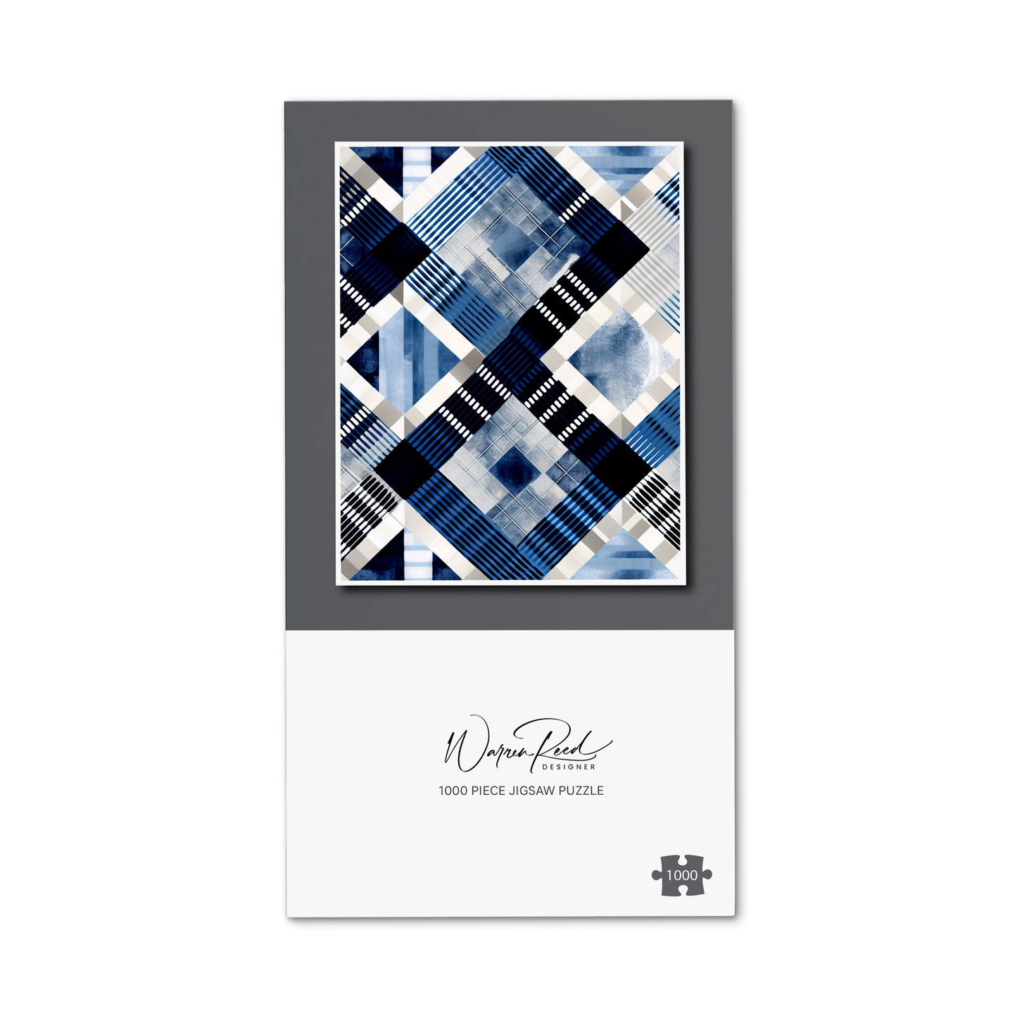 Checkered Square Black And Blue Jigsaw Puzzle
