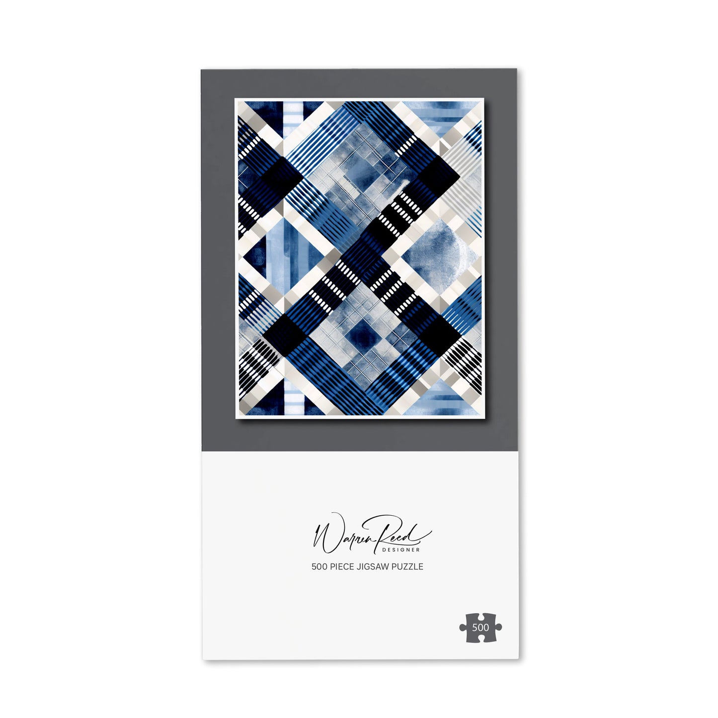 Checkered Square Black And Blue Jigsaw Puzzle