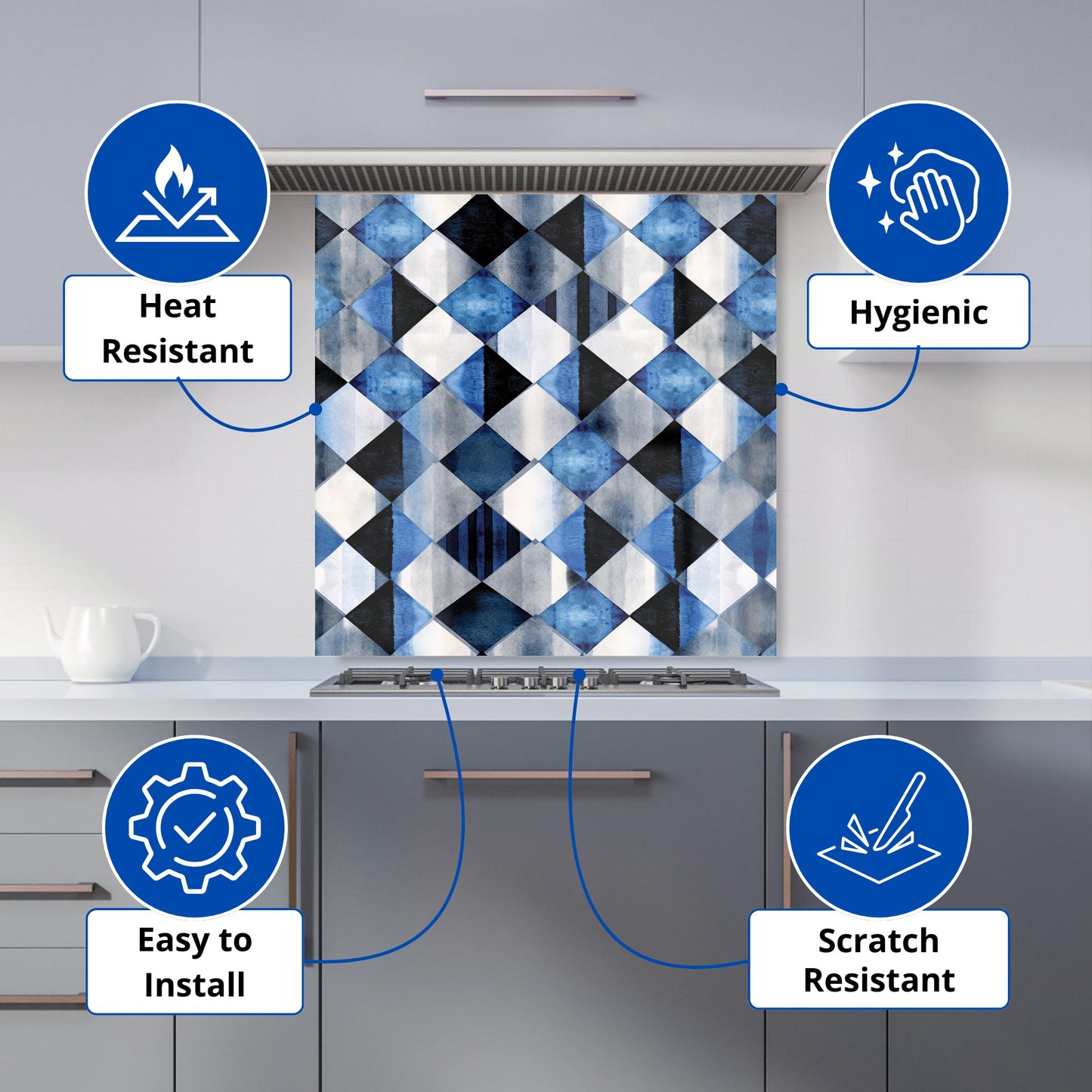 Square Checkered Pattern Kitchen Splashback