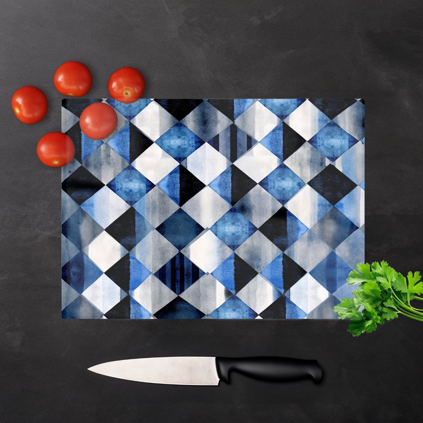 Square Checkered Pattern Glass Chopping Board