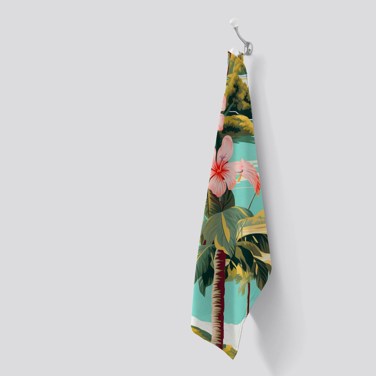 Palm Trees and Hibiscus Tea Towel