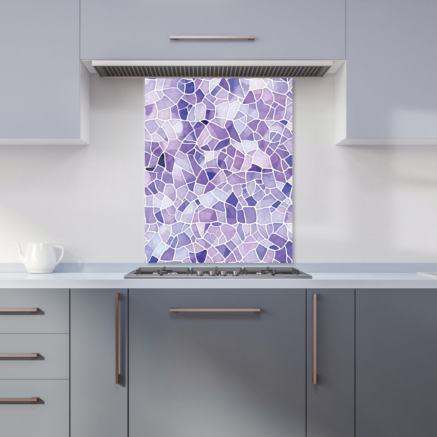 Purple and White Mosaic Design Kitchen Splashback