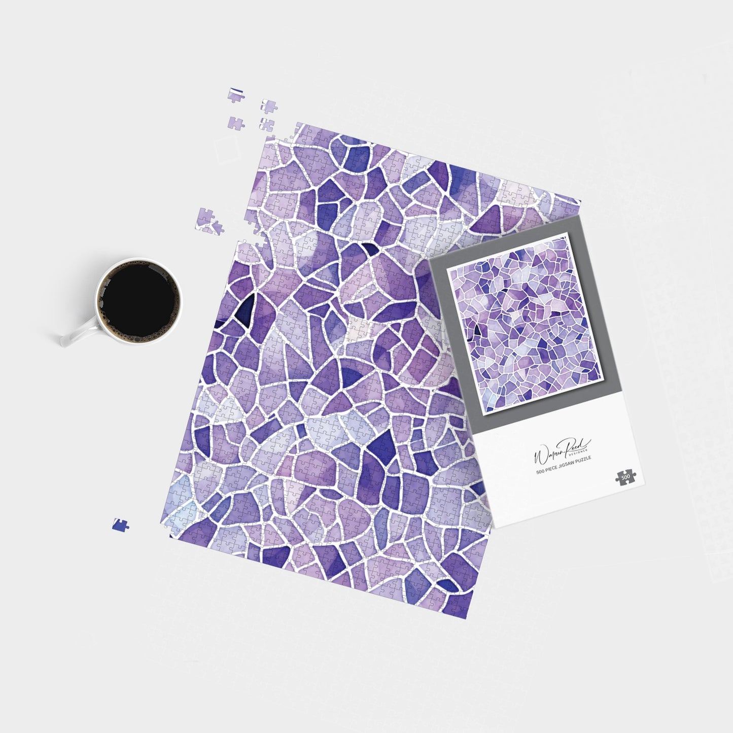 Purple and White Mosaic Design Jigsaw Puzzle