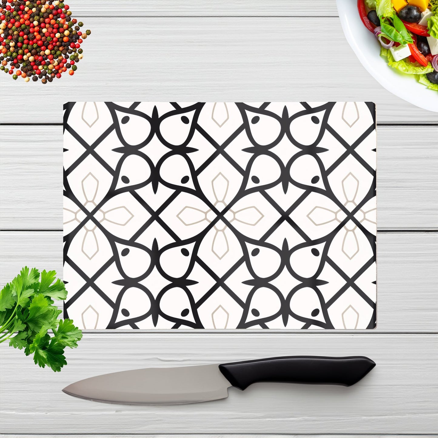 Arabic Style Pattern Glass Chopping Board