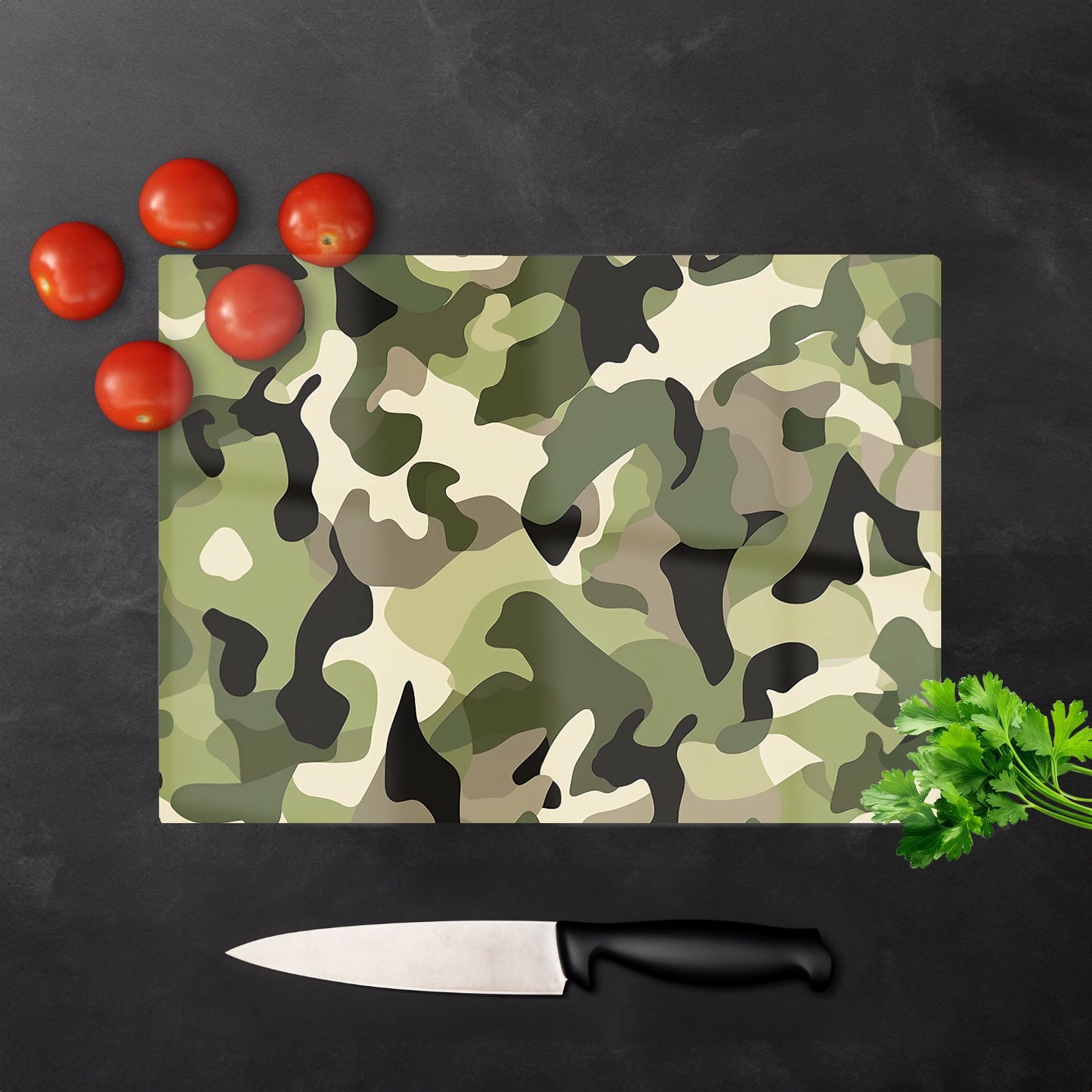 Camouflage Design Glass Chopping Board