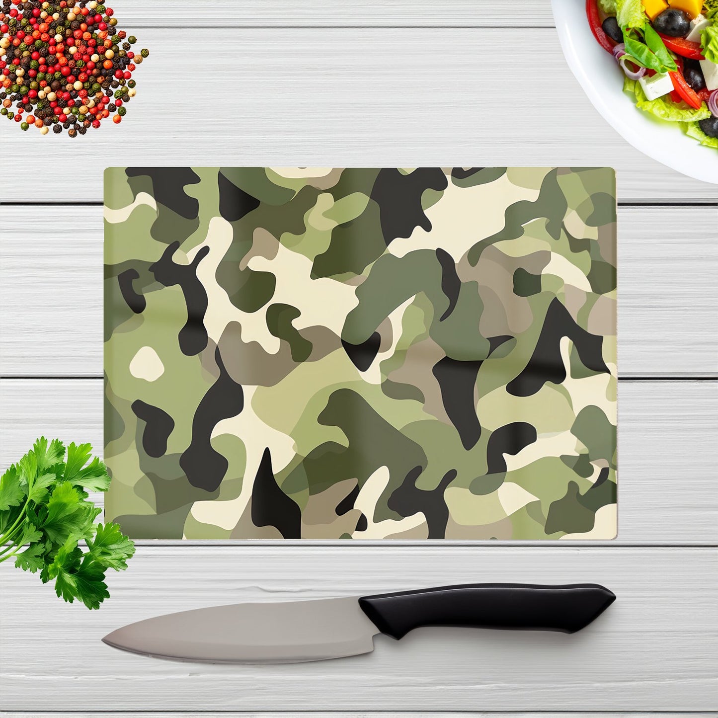 Camouflage Design Glass Chopping Board