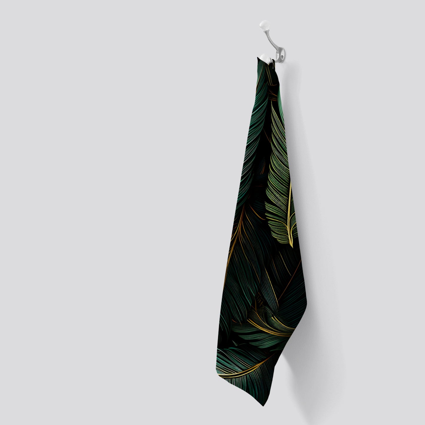 Green and Gold Leaves Tea Towel
