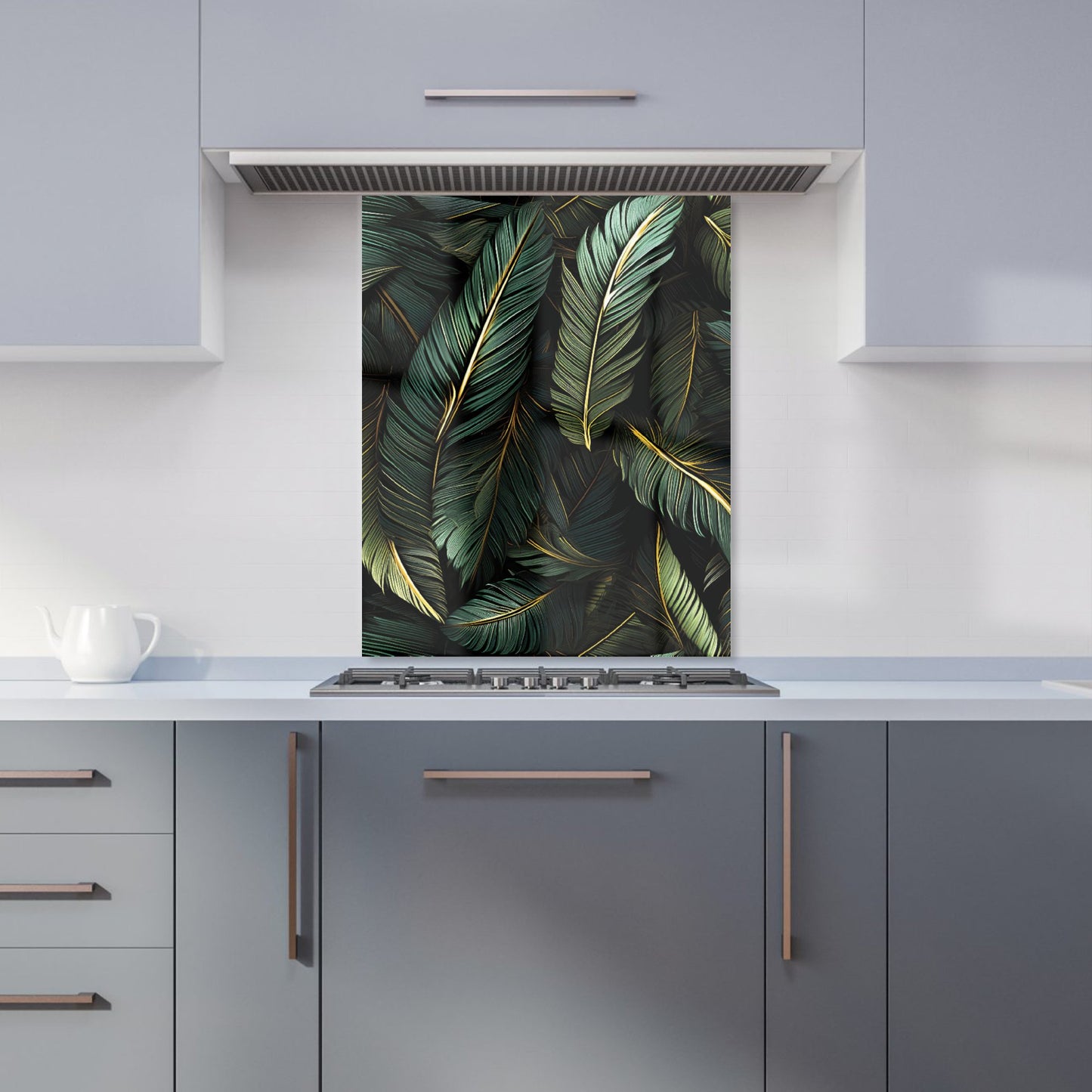 Green and Gold Leaves Kitchen Splashback