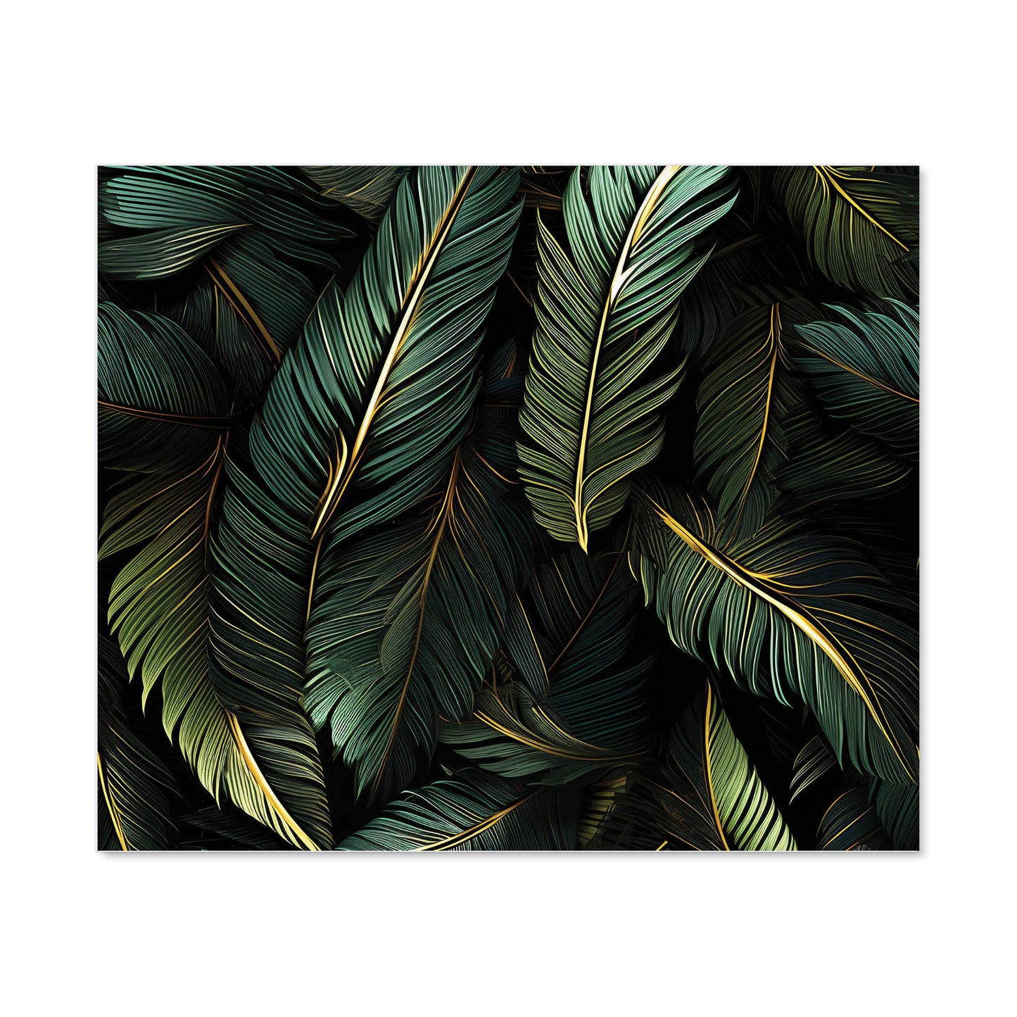 Green and Gold Leaves Kitchen Splashback